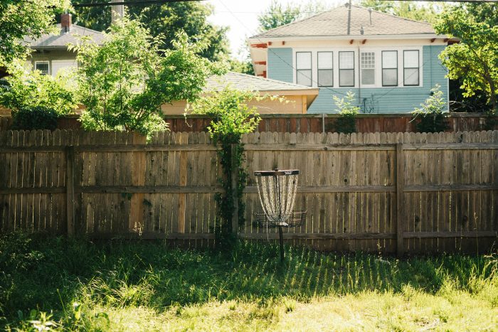 Wooden fence in a back garden
