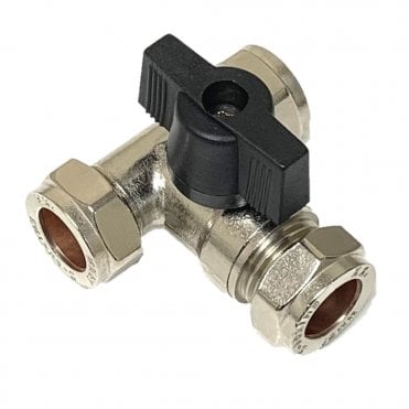15mm Full Bore Isolating Tee with Black Lever Handle
