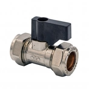 15mm Isolating Valve with Black Lever Handle