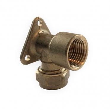 15mm x 1/2" Brass Compression Wall Plate Elbow