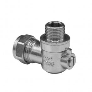 15mm x 3/8" Flat Faced Male Angled Isolating Valve Chrome