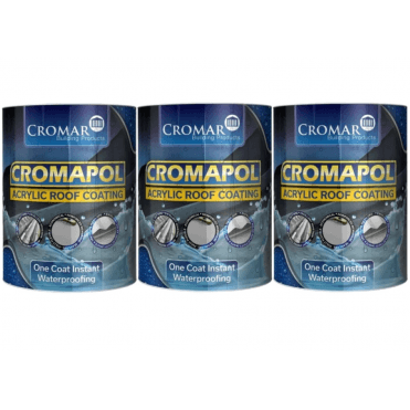 3x 5kg Black Cromapol Acrylic Roof Coating