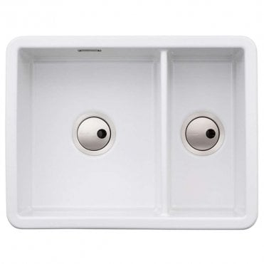 Sandon 1.5 Bowl White Ceramic Undermount/Inset Kitchen Sink - 595mm x 460mm
