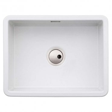 Sandon Large 1.0 Bowl White Ceramic Undermount/Inset Kitchen Sink - 595mm x 460mm