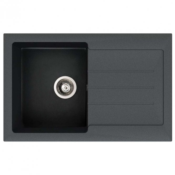 Abode Xcite 1.0 Bowl & Drainer Granite Inset Black Metallic Kitchen Sink - 780mm x 500mm