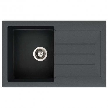 Xcite 1.0 Bowl & Drainer Granite Inset Black Metallic Kitchen Sink - 780mm x 500mm