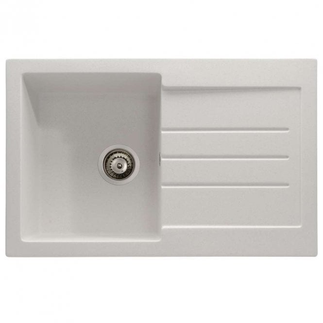 Abode Xcite 1.0 Bowl & Drainer Granite Inset Frost White Kitchen Sink - 780mm x 500mm