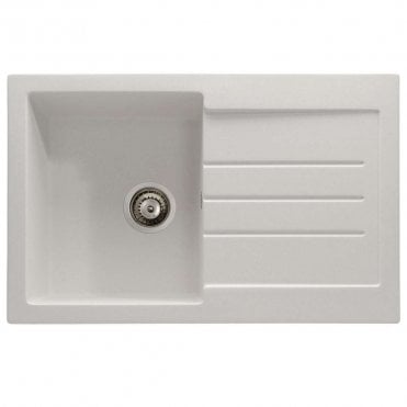 Xcite 1.0 Bowl & Drainer Granite Inset Frost White Kitchen Sink - 780mm x 500mm