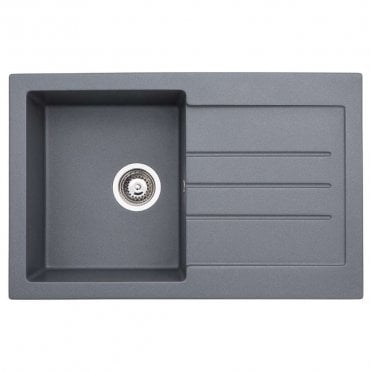 Xcite 1.0 Bowl & Drainer Granite Inset Grey Metallic Kitchen Sink - 780mm x 500mm