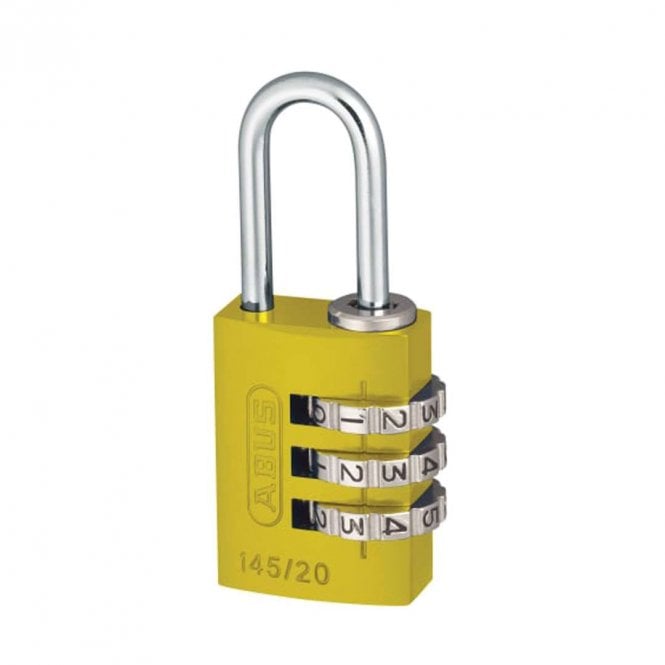 ABUS 145/20 Yellow Combination Aluminium Padlock 46572