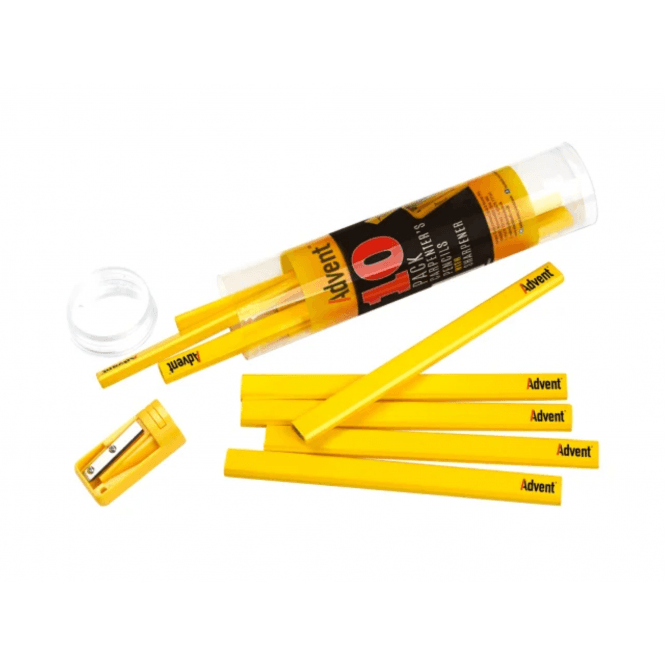 Advent 10 x Carpenter's Pencil & Sharpener Set