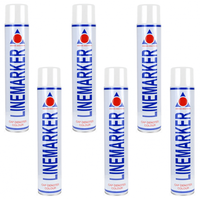 Aerosol Solution 6x 750ML Line-Marking Aerosol Spray Paint - Various Colours