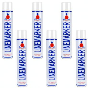 6x 750ML Line-Marking Aerosol Spray Paint - Various Colours