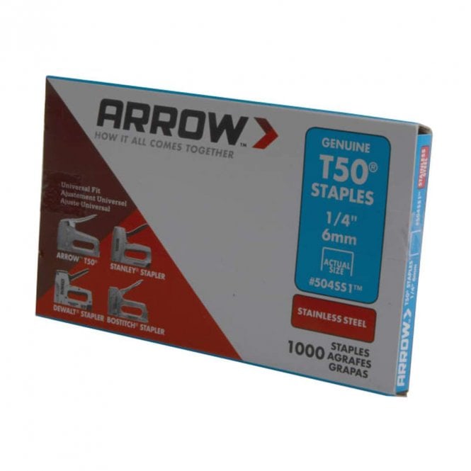 Arrow Type T50 Stainless Steel Staples