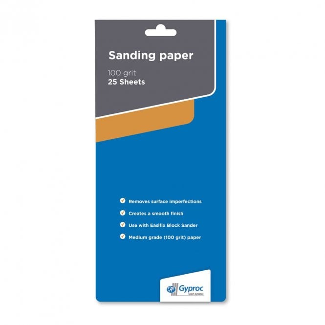 Artex Gyproc Sanding Paper 100 Grit - Pack Of 25