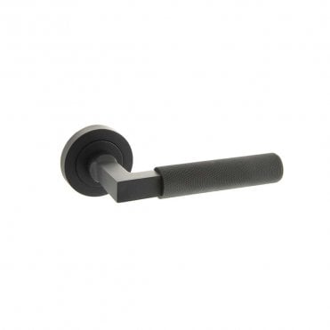 Matt Black Millhouse Brass Cartwright Knurled Lever Door Handle
