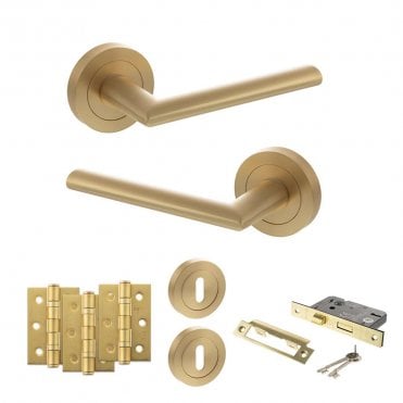 Satin Brass Status Alabama 3 Lever Lock Set