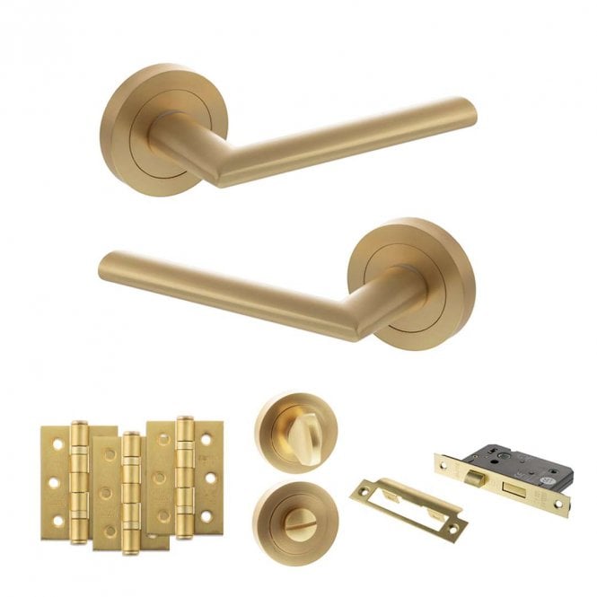 Atlantic Hardware Satin Brass Status Alabama Bathroom Set