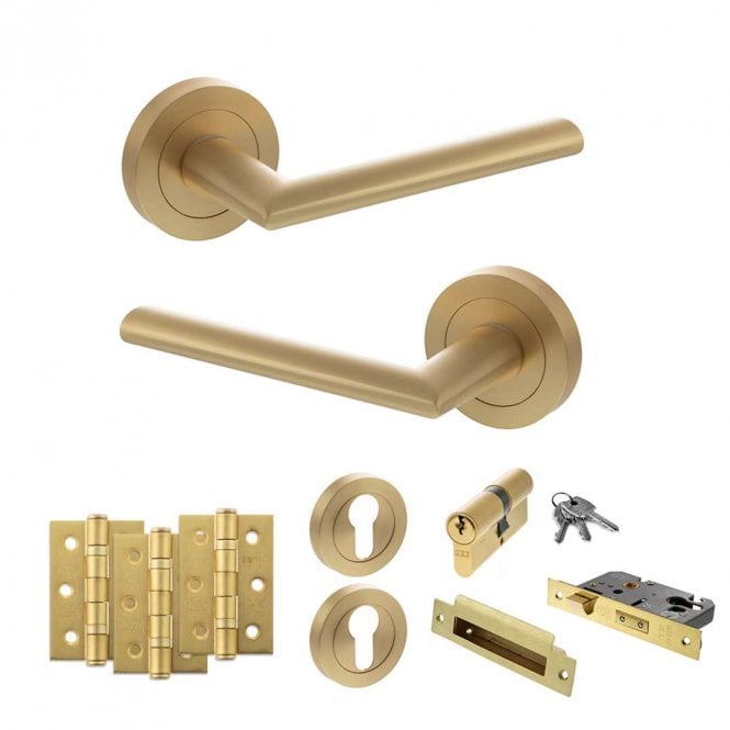 Atlantic Hardware Satin Brass Status Alabama Euro Lock Set