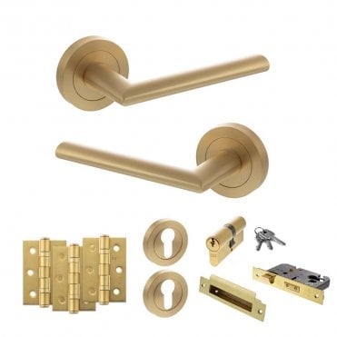 Satin Brass Status Alabama Euro Lock Set