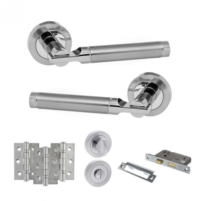 Atlantic Hardware Satin Chrome/Polished Chrome Status Dakota Bathroom Set