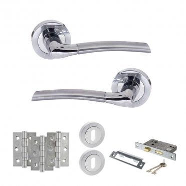 Satin Chrome/Polished Chrome Status Indiana 3 Lever Lock Set