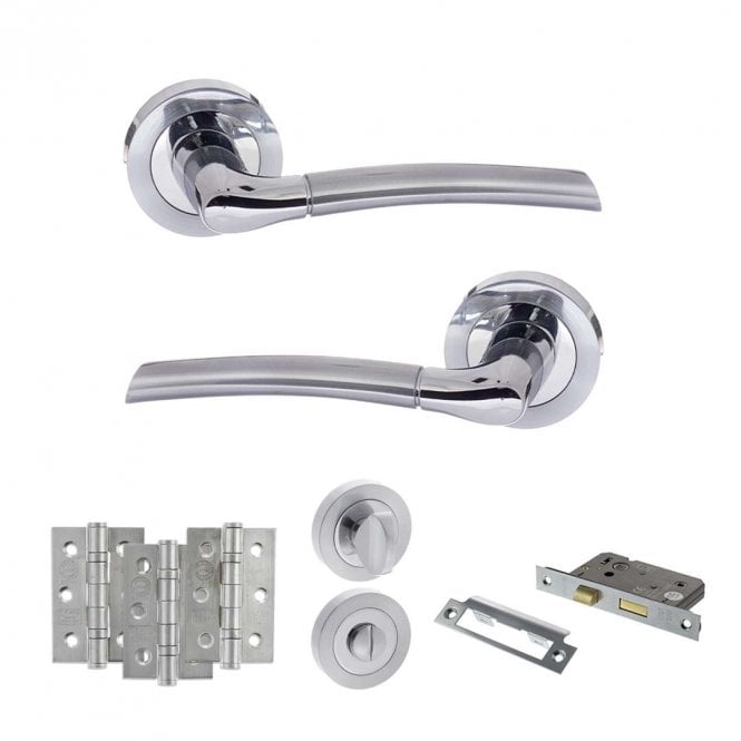 Atlantic Hardware Satin Chrome/Polished Chrome Status Indiana Bathroom Set