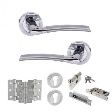 Satin Chrome/Polished Chrome Status Indiana Euro Lock Set