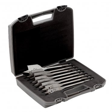 8-Piece Wood Flat/Spade Drill Bit Set with Storage Box