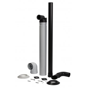 Multifit Standard Horizontal Flue inc. Plume Displacement Terminal Kit Black