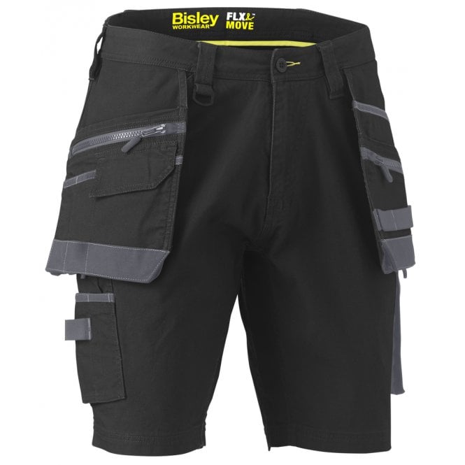 Bisley Flex & Move Stretch Utility Cargo Short With Holster Tool Pockets 280Gsm