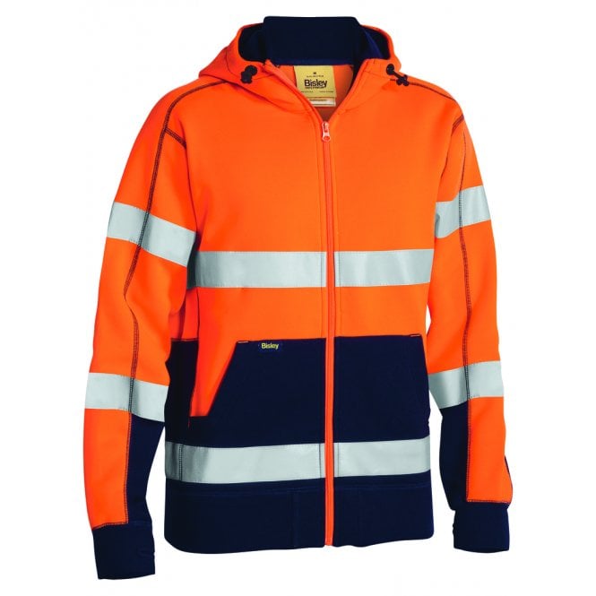 Bisley Taped Hi Vis Front Zip Fleece Hoodie