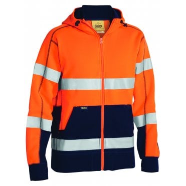 Taped Hi Vis Front Zip Fleece Hoodie