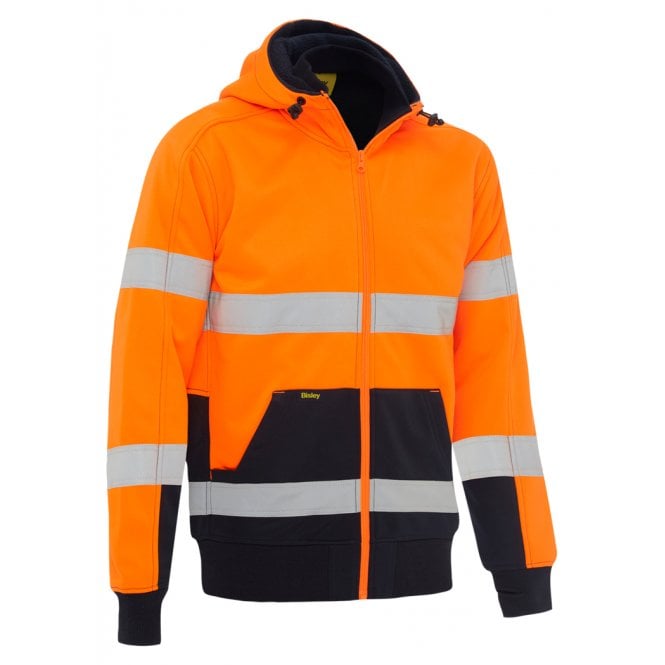 Bisley Taped Hi-Vis Zip Fleece Hoodie With Sherpa Lining