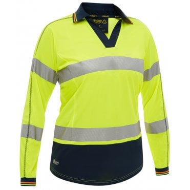 Women's Taped Two Tone Hi Vis Polo Shirt Long Sleeve