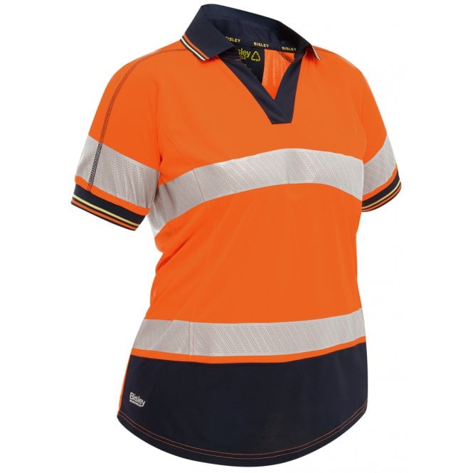 Bisley Women's Taped Two Tone Hi Vis Polo Shirt Short Sleeve
