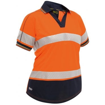 Women's Taped Two Tone Hi Vis Polo Shirt Short Sleeve