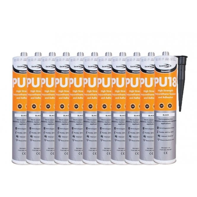 Bond It 12 x 310ML PU18 Hybrid Sealant/Adhesive Black