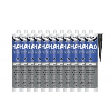 12 x HA6 Silicone Sealant - RTV Marine 310ml Black