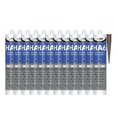12 x HA6 Silicone Sealant - RTV Marine 310ml Brown