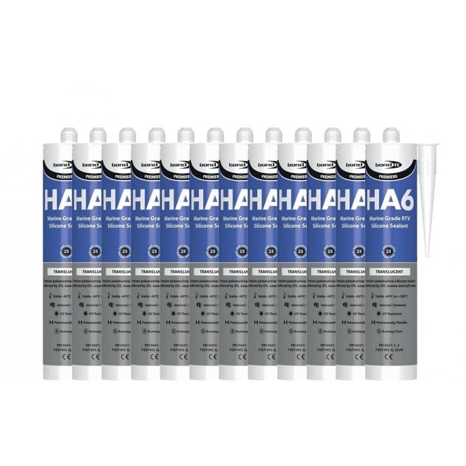 Bond It 12 x HA6 Silicone Sealant - RTV Marine 310ml Clear