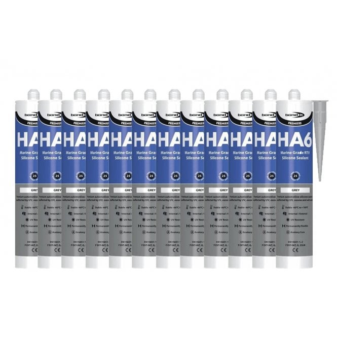 Bond It 12 x HA6 Silicone Sealant - RTV Marine 310ml White