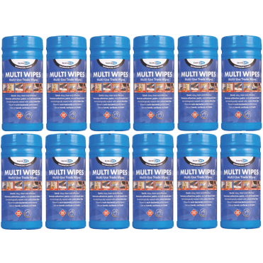 12x 100 White Multi-Wipes for Hands, Tools and Surfaces