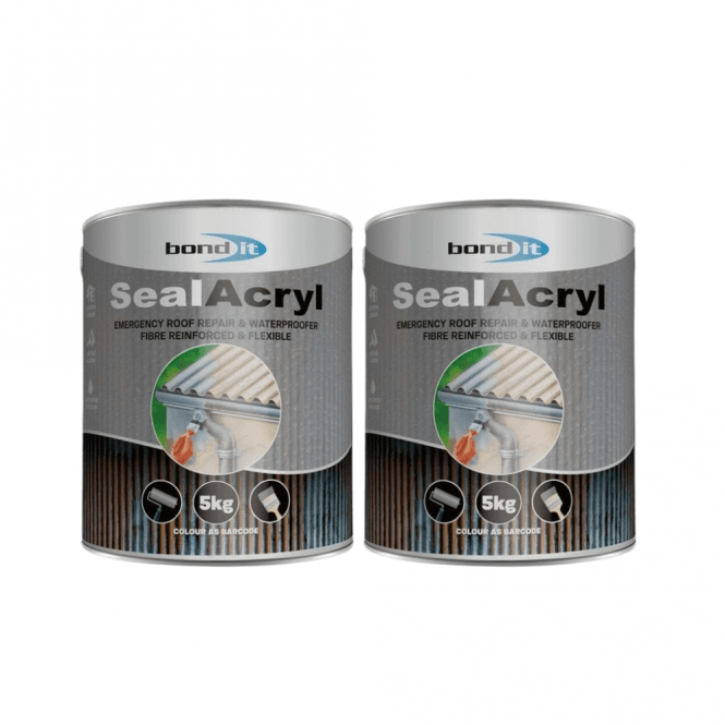 Bond It 2 x 5kg Grey SealAcryl Acrylic One Coat Waterproofing Compound 