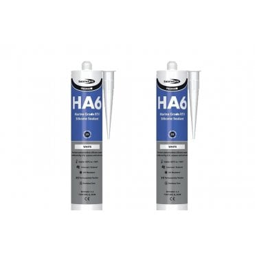 2 x HA6 Silicone Sealant - RTV Marine 310ml White