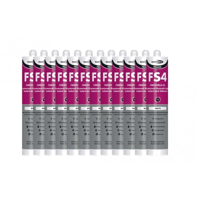 Bond It 25 x FS4 Fire shield Acoustic Intumescent Acrylic Sealant EU3