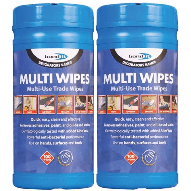 Bond It 2x 100 White Multi-Wipes for Hands, Tools and Surfaces