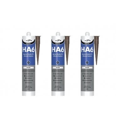 3 x HA6 Silicone Sealant - RTV Marine 310ml Brown
