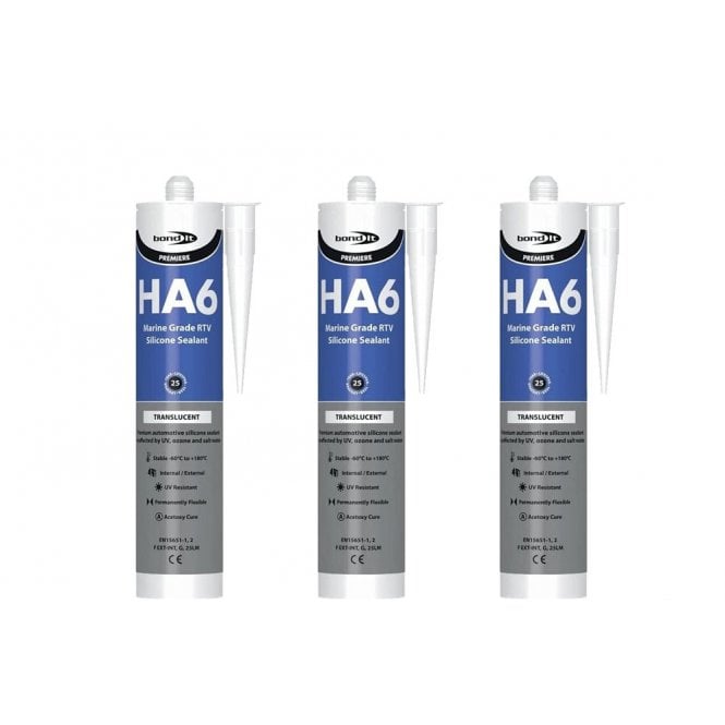 Bond It 3 x HA6 Silicone Sealant - RTV Marine 310ml Clear