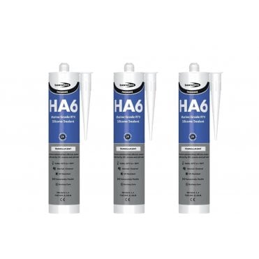 3 x HA6 Silicone Sealant - RTV Marine 310ml Clear